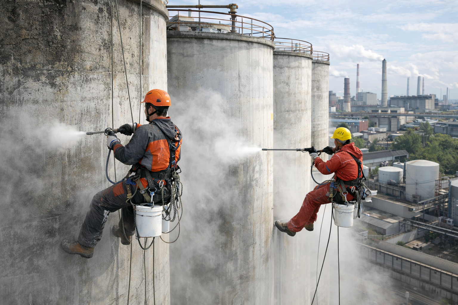Гідроструменеве очищення силосів на висоті як обов’язковий етап ремонту